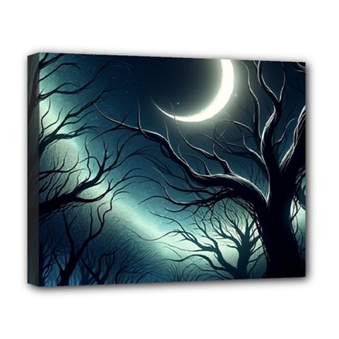 Moon Moonlit Forest Fantasy Midnight Deluxe Canvas 20  X 16  (stretched) by Cemarart