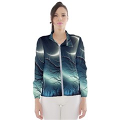 Moon Moonlit Forest Fantasy Midnight Women s Windbreaker by Cemarart