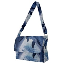 Dolphins Sea Ocean Water Full Print Messenger Bag (s) by Cemarart