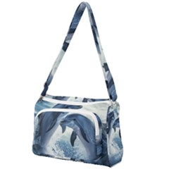 Dolphins Sea Ocean Water Front Pocket Crossbody Bag by Cemarart