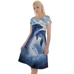 Dolphins Sea Ocean Water Classic Short Sleeve Dress by Cemarart