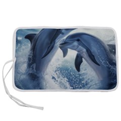 Dolphins Sea Ocean Water Pen Storage Case (l) by Cemarart