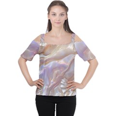 Silk Waves Abstract Cutout Shoulder T-shirt