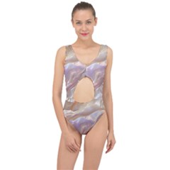 Silk Waves Abstract Center Cut Out Swimsuit