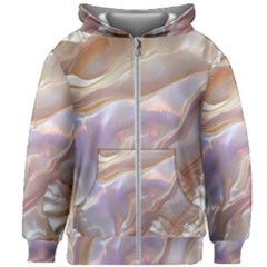 Silk Waves Abstract Kids  Zipper Hoodie Without Drawstring by Cemarart