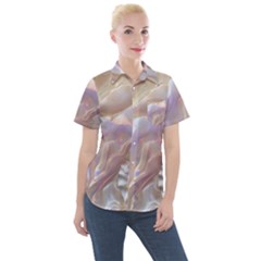 Silk Waves Abstract Women s Short Sleeve Pocket Shirt