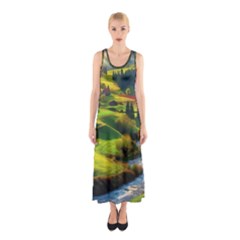 Countryside Landscape Nature Sleeveless Maxi Dress