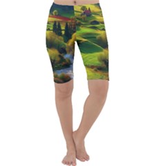 Countryside Landscape Nature Cropped Leggings  by Cemarart