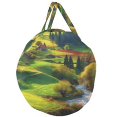 Countryside Landscape Nature Giant Round Zipper Tote