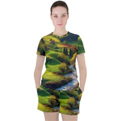 Countryside Landscape Nature Women s T-shirt And Shorts Set