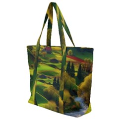 Countryside Landscape Nature Zip Up Canvas Bag by Cemarart