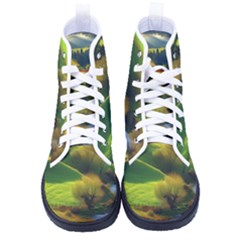 Countryside Landscape Nature Kid s High-top Canvas Sneakers by Cemarart