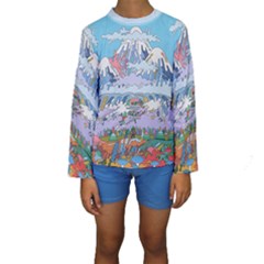 Art Psychedelic Mountain Kids  Long Sleeve Swimwear