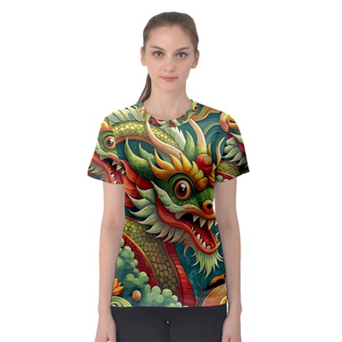 Chinese New Year ¨c Year Of The Dragon Women s Sport Mesh T-shirt by Valentinaart