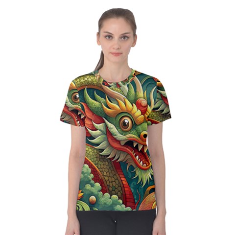 Chinese New Year ¨c Year Of The Dragon Women s Cotton T-shirt by Valentinaart