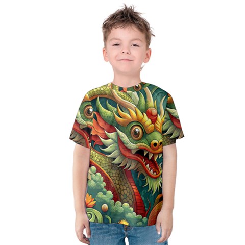 Chinese New Year ¨c Year Of The Dragon Kids  Cotton T-shirt by Valentinaart