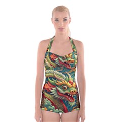 Chinese New Year ¨c Year Of The Dragon Boyleg Halter Swimsuit 