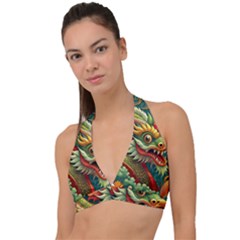 Chinese New Year ¨c Year Of The Dragon Halter Plunge Bikini Top