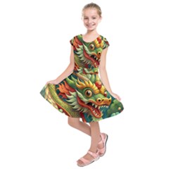 Chinese New Year ¨c Year Of The Dragon Kids  Short Sleeve Dress