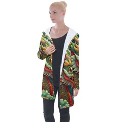 Chinese New Year ¨c Year Of The Dragon Longline Hooded Cardigan by Valentinaart