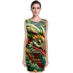 Chinese New Year ¨c Year Of The Dragon Sleeveless Velvet Midi Dress