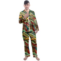 Chinese New Year ¨c Year Of The Dragon Men s Long Sleeve Satin Pajamas Set