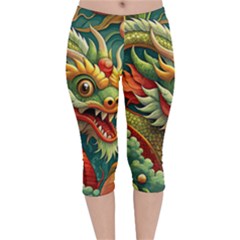 Chinese New Year ¨c Year Of The Dragon Velvet Capri Leggings 