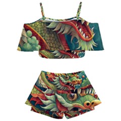 Chinese New Year ¨c Year Of The Dragon Kids  Off Shoulder Skirt Bikini