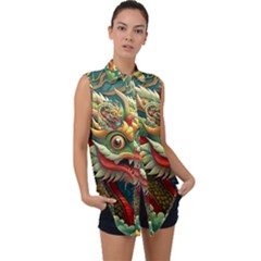 Chinese New Year ¨c Year Of The Dragon Sleeveless Chiffon Button Shirt