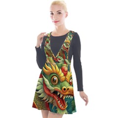 Chinese New Year ¨c Year Of The Dragon Plunge Pinafore Velour Dress by Valentinaart