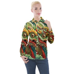 Chinese New Year ¨c Year Of The Dragon Women s Long Sleeve Pocket Shirt