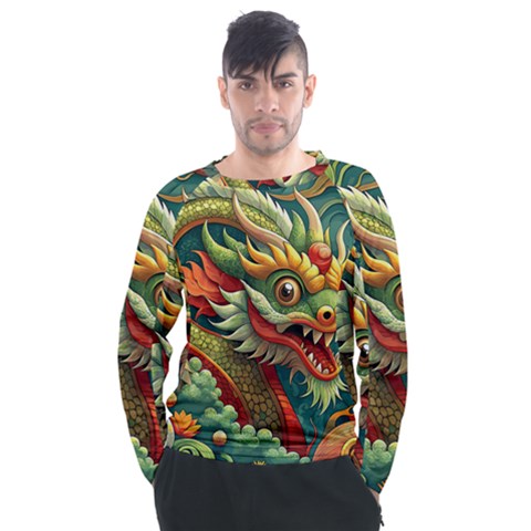 Chinese New Year ¨c Year Of The Dragon Men s Long Sleeve Raglan T-shirt by Valentinaart