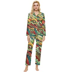 Chinese New Year ¨c Year Of The Dragon Womens  Long Sleeve Velvet Pocket Pajamas Set