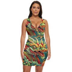 Chinese New Year ¨c Year Of The Dragon Draped Bodycon Dress