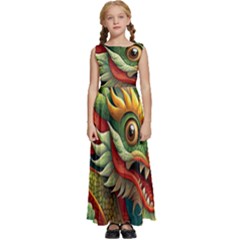 Chinese New Year ¨c Year Of The Dragon Kids  Satin Sleeveless Maxi Dress