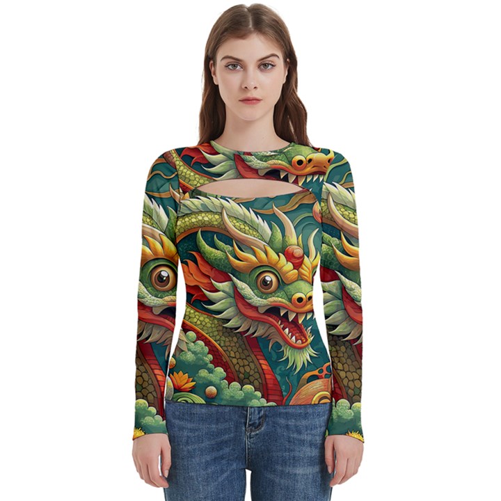 Chinese New Year – Year of the Dragon Women s Cut Out Long Sleeve T-Shirt