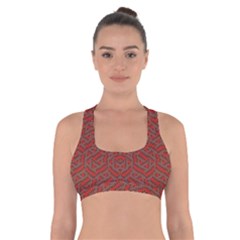 Hexagon Motif Geometric Tribal Style Pattern Cross Back Sports Bra by dflcprintsclothing