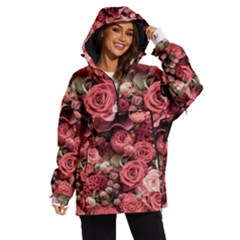 Pink Roses Flowers Love Nature Women s Ski And Snowboard Jacket by Grandong