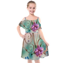 Love Amour Butterfly Colors Flowers Text Kids  Cut Out Shoulders Chiffon Dress by Grandong