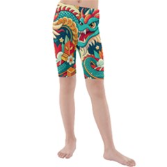 Chinese New Year ¨c Year Of The Dragon Kids  Mid Length Swim Shorts