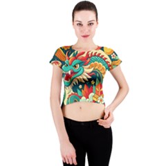 Chinese New Year ¨c Year Of The Dragon Crew Neck Crop Top