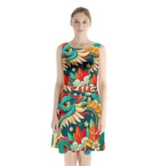 Chinese New Year ¨c Year Of The Dragon Sleeveless Waist Tie Chiffon Dress