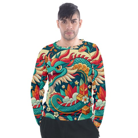 Chinese New Year ¨c Year Of The Dragon Men s Long Sleeve Raglan T-shirt by Valentinaart