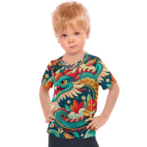 Chinese New Year ¨c Year Of The Dragon Kids  Sports T-shirt by Valentinaart