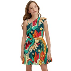 Chinese New Year ¨c Year Of The Dragon Kids  One Shoulder Party Dress