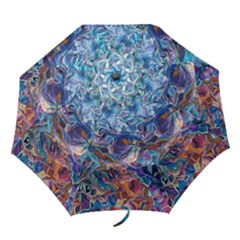Kaleidoscopic Currents Folding Umbrellas by kaleidomarblingart