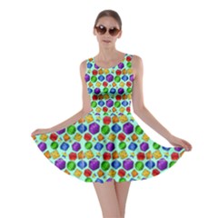 Rainbow Dice On Green Skater Dress by TaitGallery