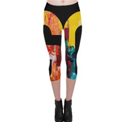 Abstract, Dark Background, Black, Typography,g Capri Leggings 