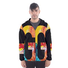 Abstract, Dark Background, Black, Typography,g Men s Hooded Windbreaker