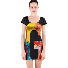 Abstract, Dark Background, Black, Typography,g Short Sleeve Bodycon Dress